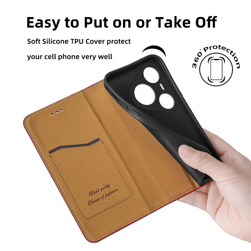 Leather Flip Case for Huawei Pura 80 Ultra - Elegant Phone Cover Holster Shell
