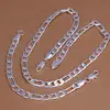 Hot popular 925 Sterling Silver 18K Gold noble 6MM Geometry Bracelets Neckalce Jewelry Sets for Women Men Fashion Gifts Wedding 3