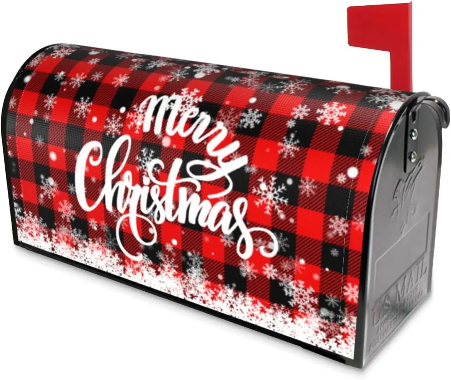 Merry Christmas Mailbox Cover Magnetic Standard Winter Snowflake Decorative Christmas Large Mailbox Wraps Post Letter Box