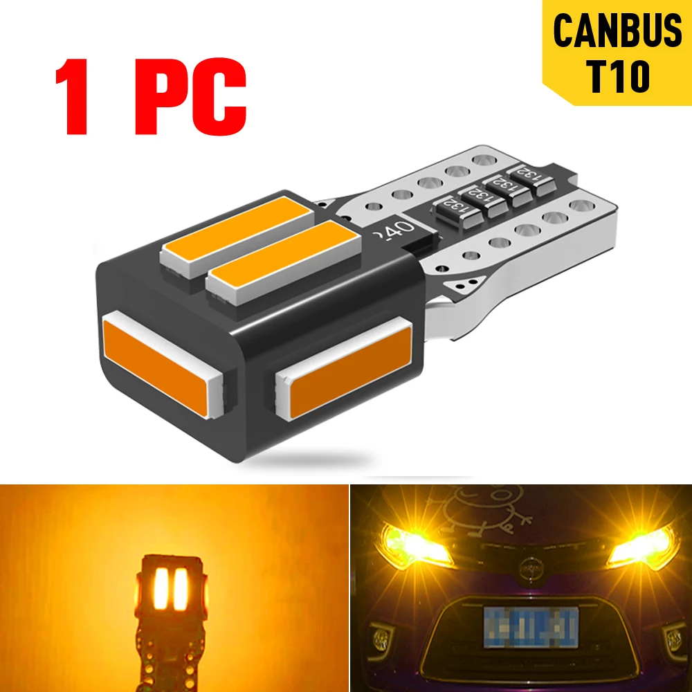 A pack 7020 SMD T10 W5W 194 Led Bulb Parking Car LED Side Light Trunk Lamp  12V White Lighting For Peugeot 206 308 307 207 Orange - AliExpress