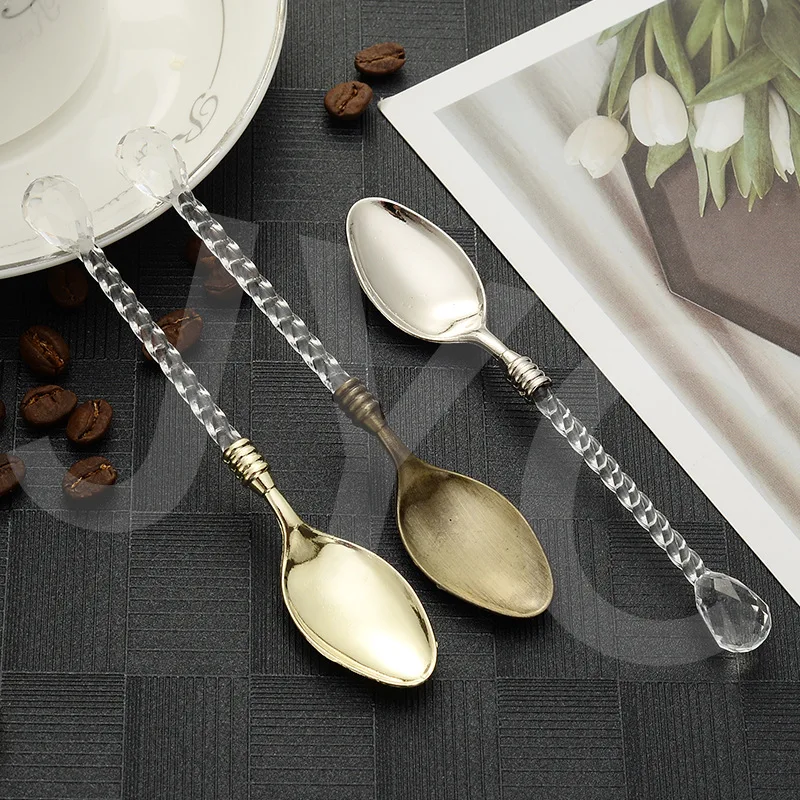 

Crystal Handle Tea Coffee Spoon Ice Cream Spoon Dessert Ladle Scoop for home/bar