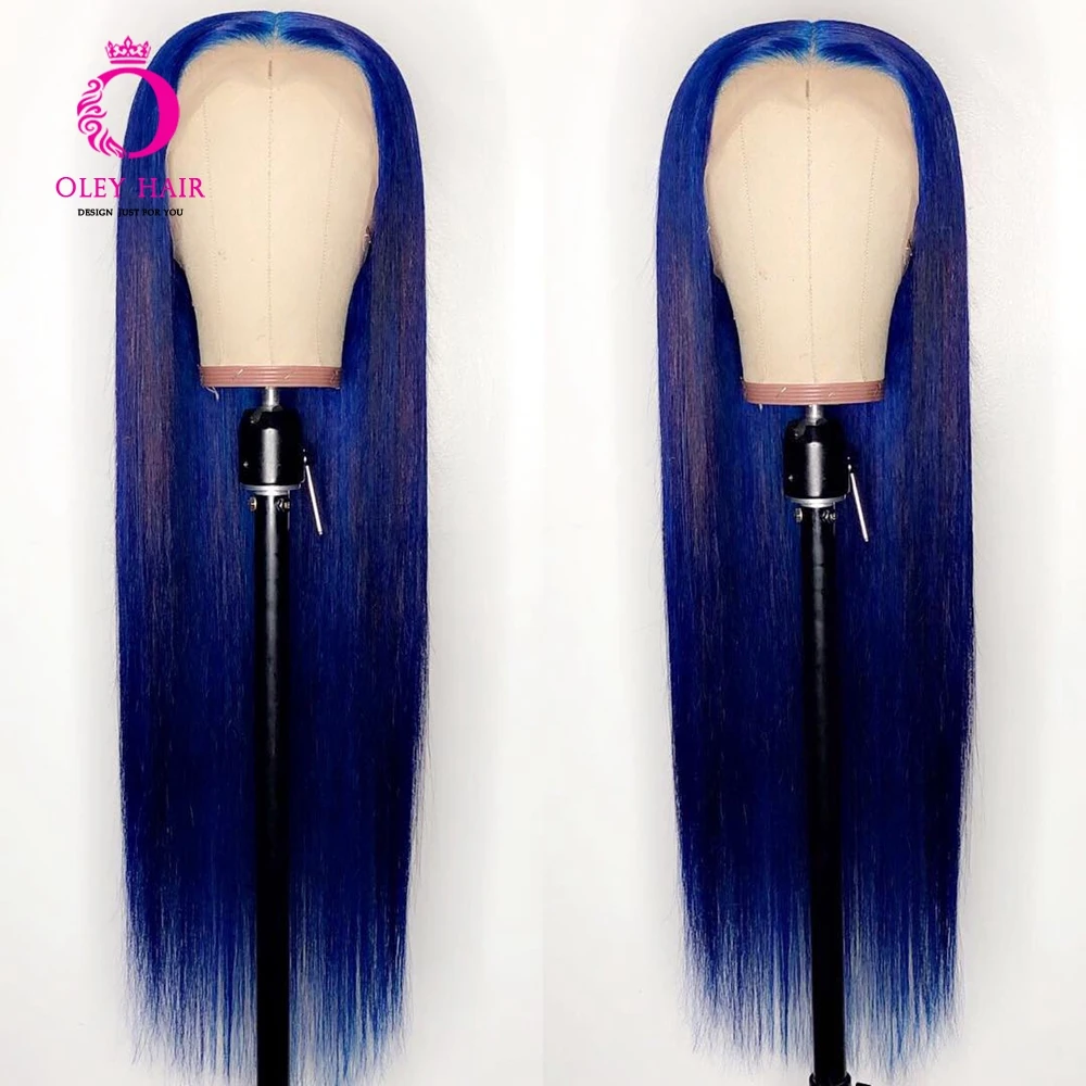 30 Polegada Straight Amarelo Colorido Azul Glueless