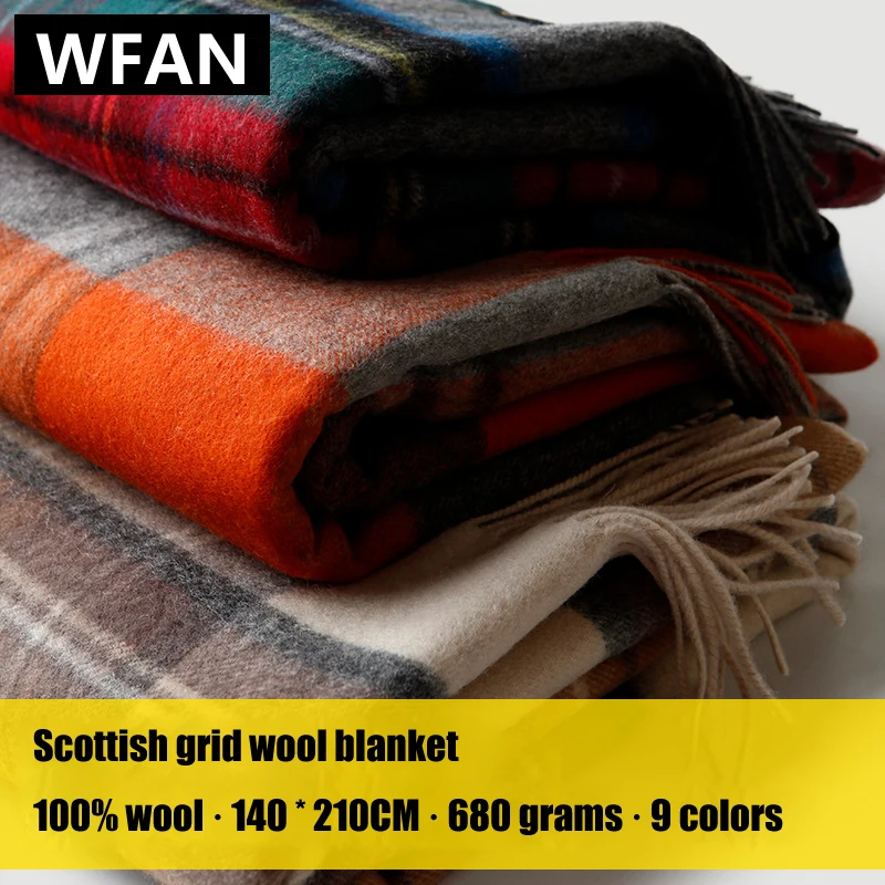 ScottishplaidstripedwoolcashmereblanketHometravelcampingcover