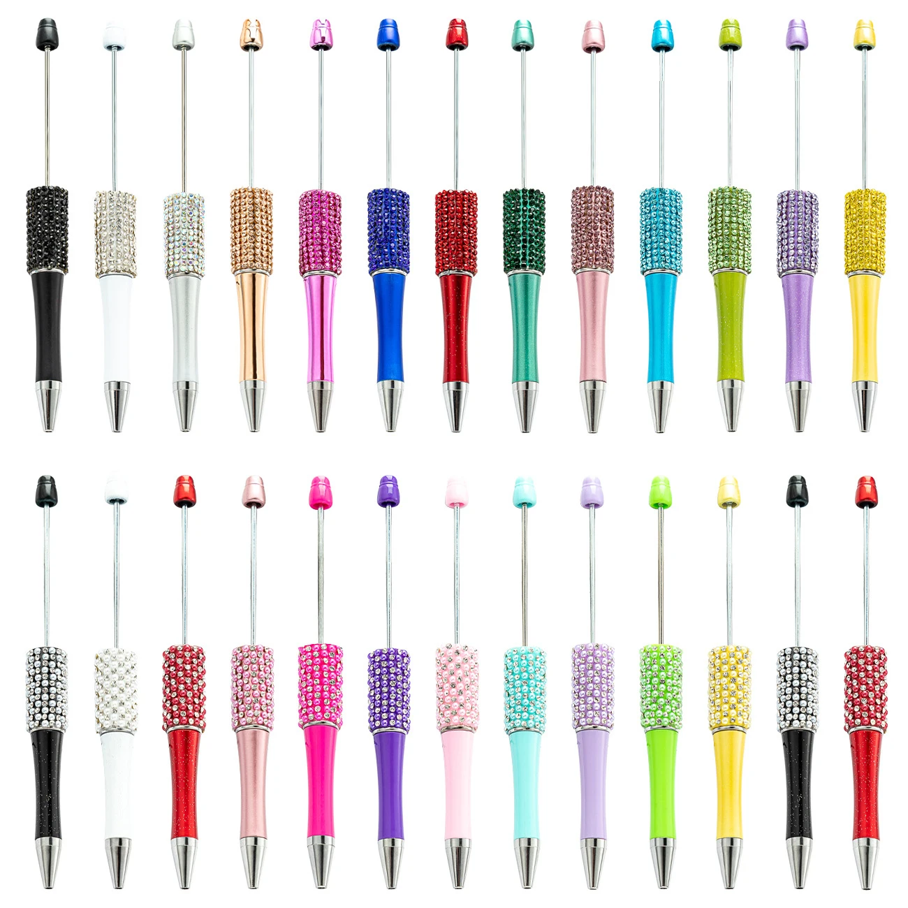 

34pcs Diamond Bead Pen Wholesale Creative DIY Handmade Sticker Set Diamond Beaded Ballpoint Pens Advertising Gift Pen