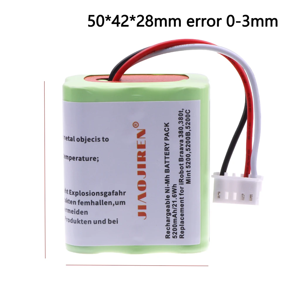 7.2V NI-MH 5200mAh Battery iRobot Braava 380T 380 390T Mint 5200 5200B 5200C Vacuum Cleaner upgraded 3000MAH NI-MH Battery