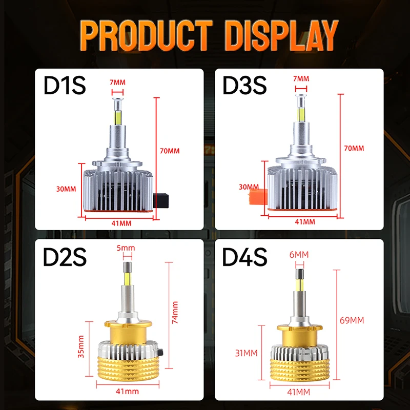6000W 360 ° D1S D3S LED 헤드라이트 HID D2S D4S 캔버스 노 에러 6000K 쿨 화이트 라이트 6000W 터보 라이트 9688 CSP 칩 자동차 램프