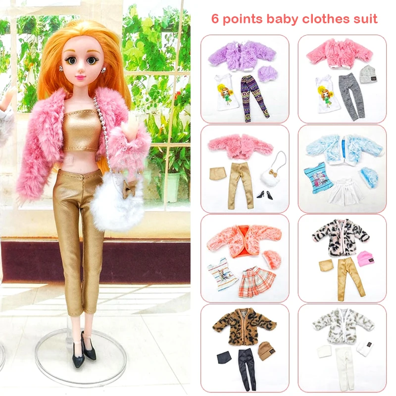 

1Set 1:6 Doll Clothes For 30CM Doll Plush Coat Top Pants Hat Dollhouse Doll Decor Christmas Present