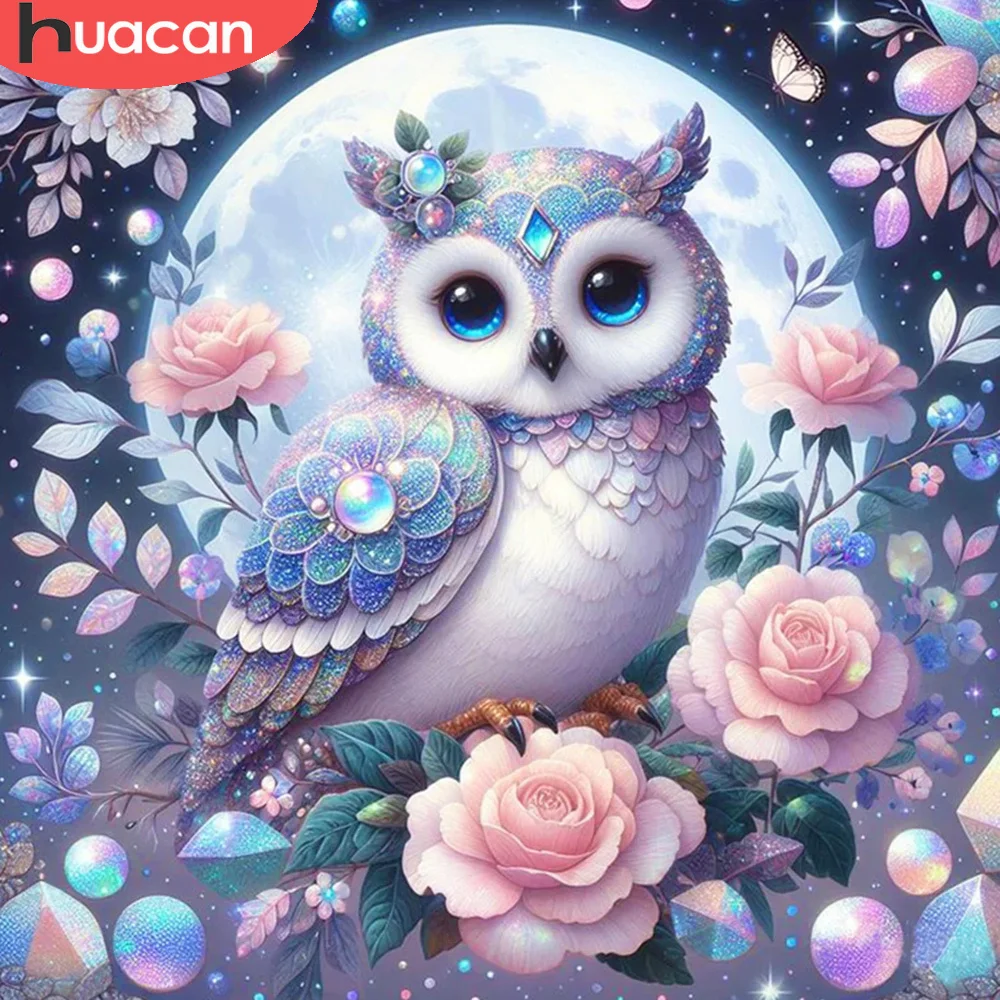 Diamond painting HUACAN diamond mosaic animal owl full square round drill embroidery flower decorative paintings