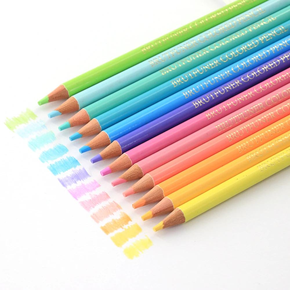 Brutfuner 12pcs Macaron Colored Pencils Soften Wood Color Pencil Vivid