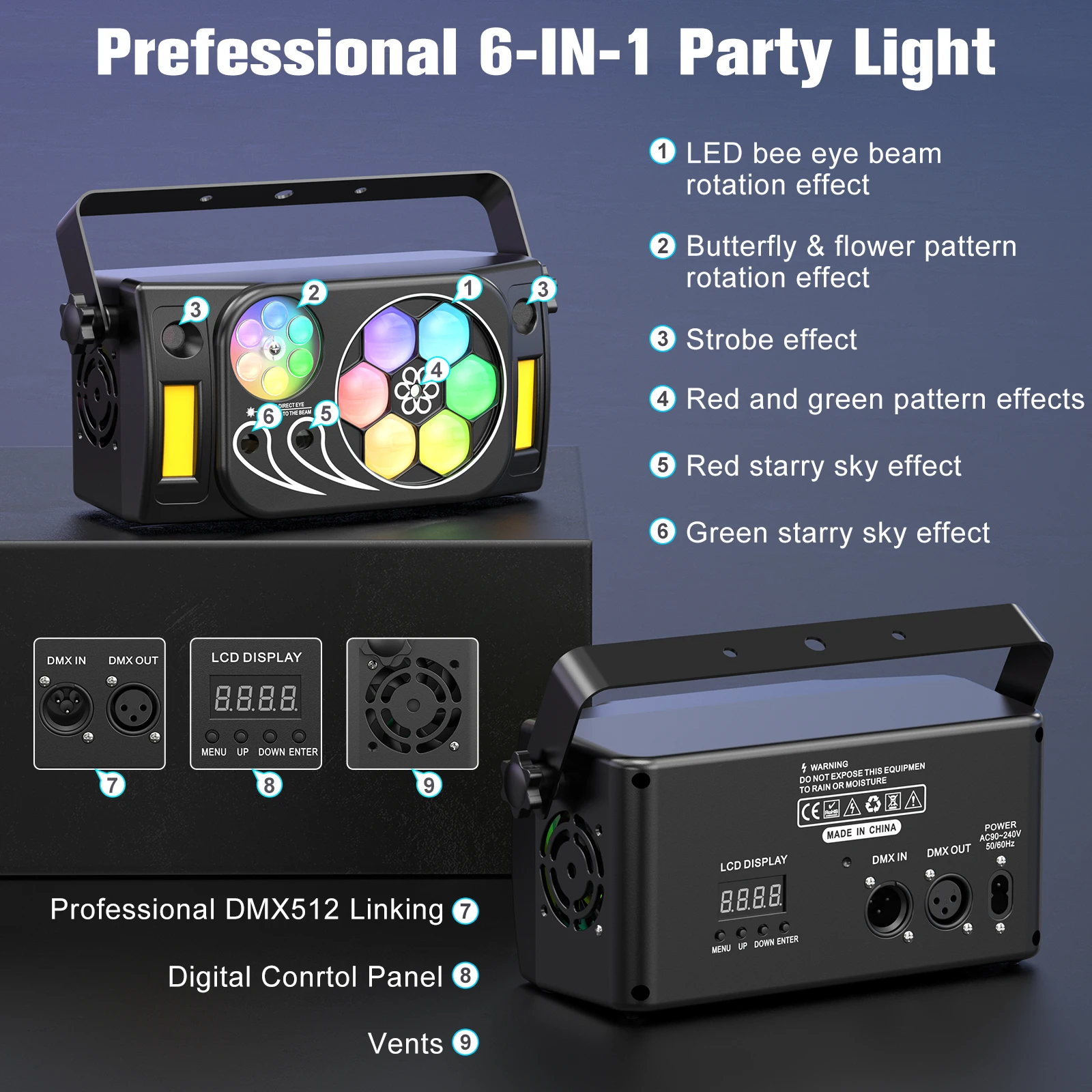 80W 6IN1 Bee Eye LED Effect Light LED Light Disco Light LED Stage Light