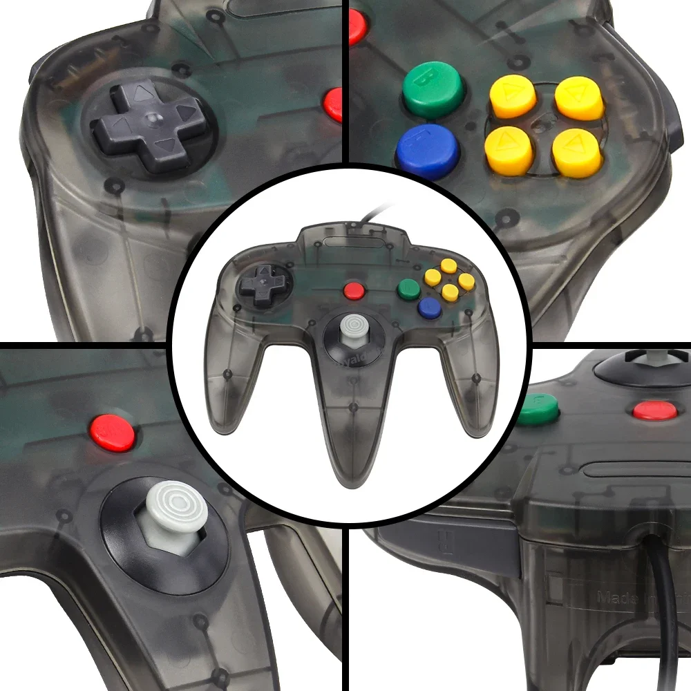 8 színek számára N64 Számvevő Elsőrangú vezetékes Zárkózott kontroly gamepad Játék Botkormány retro videó Műkődés Rendszer számára N64 Gyám joypads