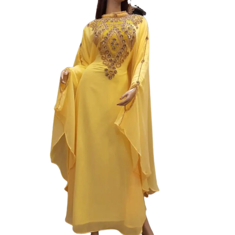 Women Dress Moroccan Hand Embroidery Takshita Kaftan Dress