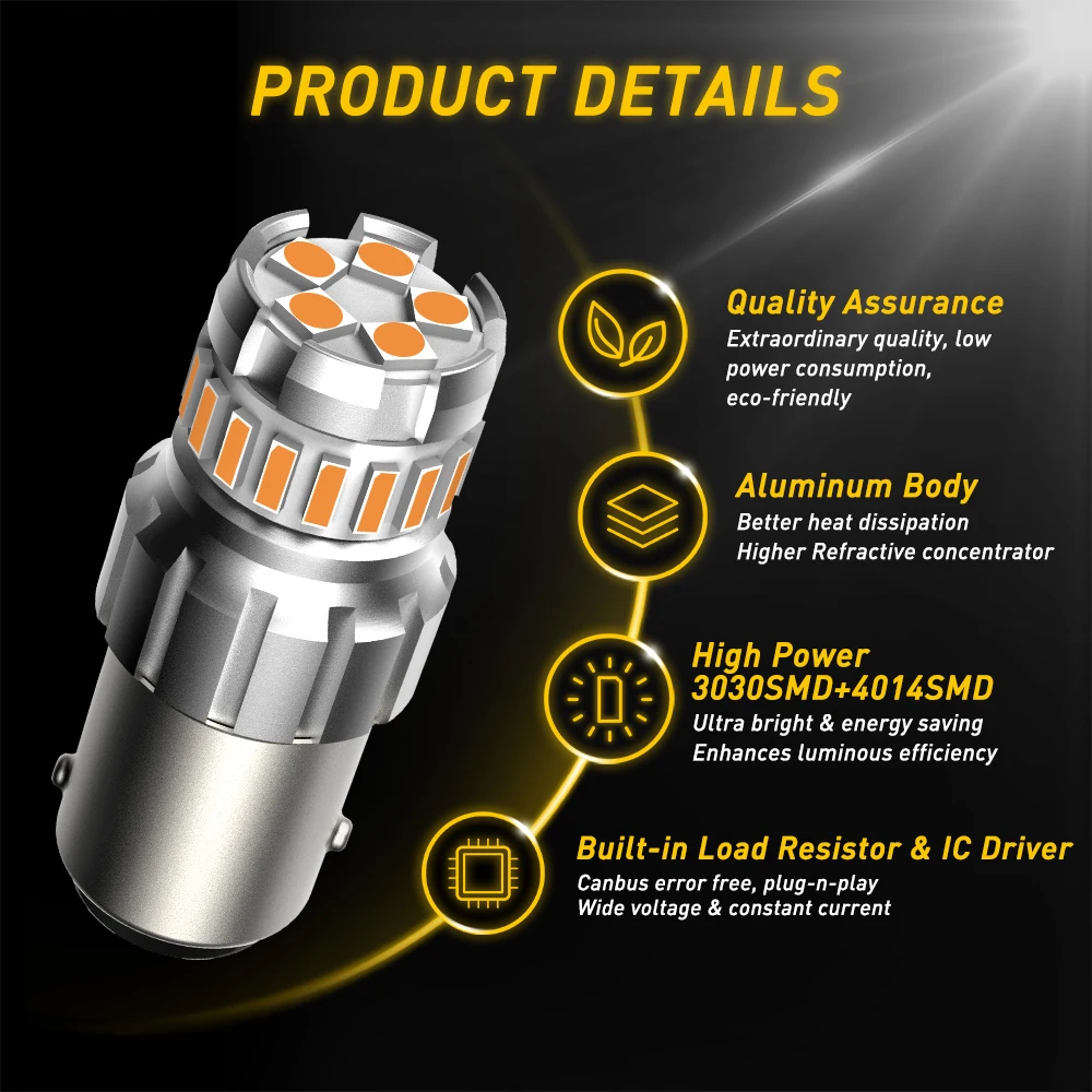 AUXITO 2Pcs ڵ LED  1156 BA15S LED    12V P21W 7506 LED  DRL ڵ  극ũ  ĸ  ȣ 