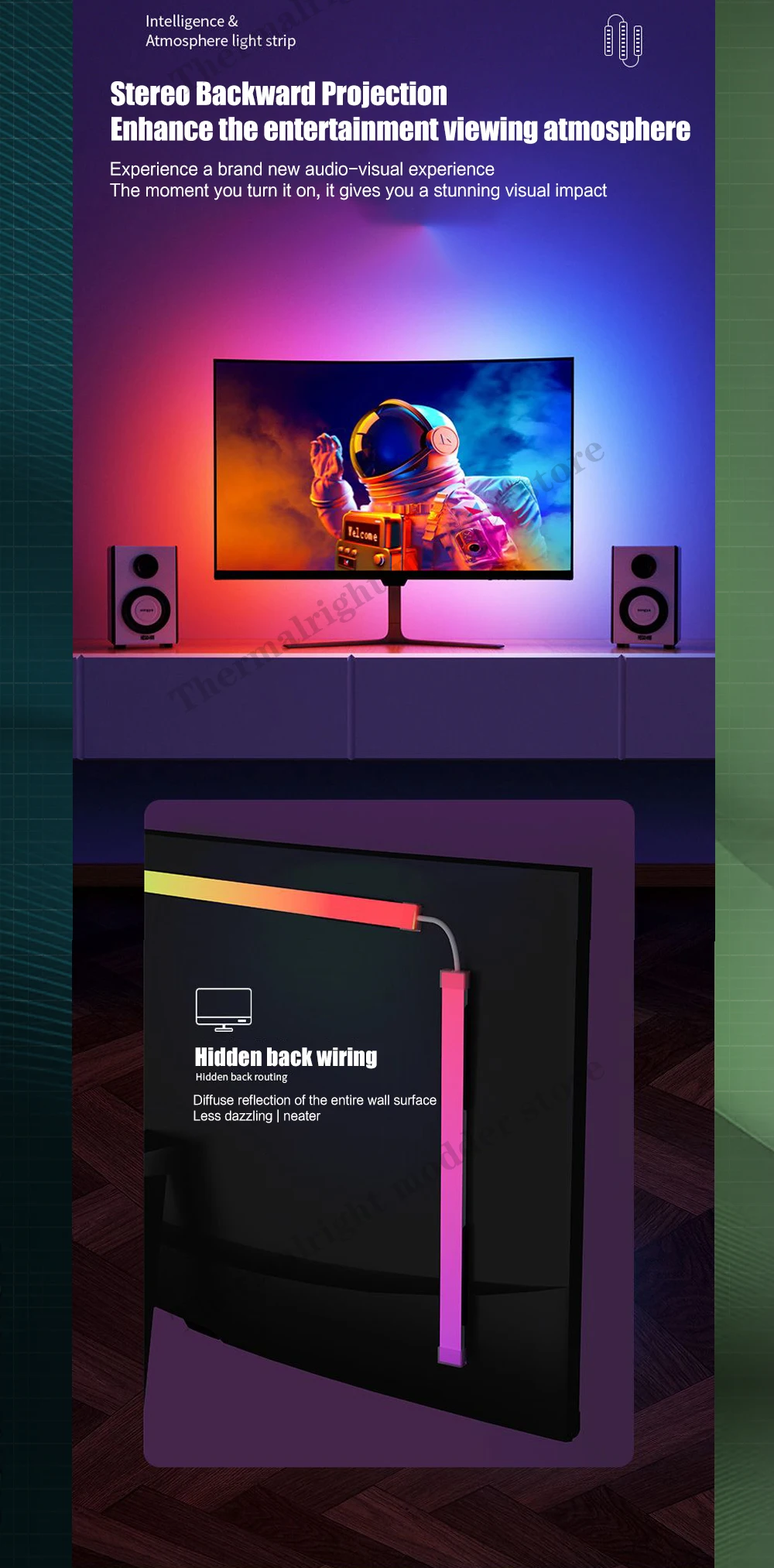 moniteur de bureau led pour salle de sport lumière rvb pour bande led itude de contrôle logiciel usb