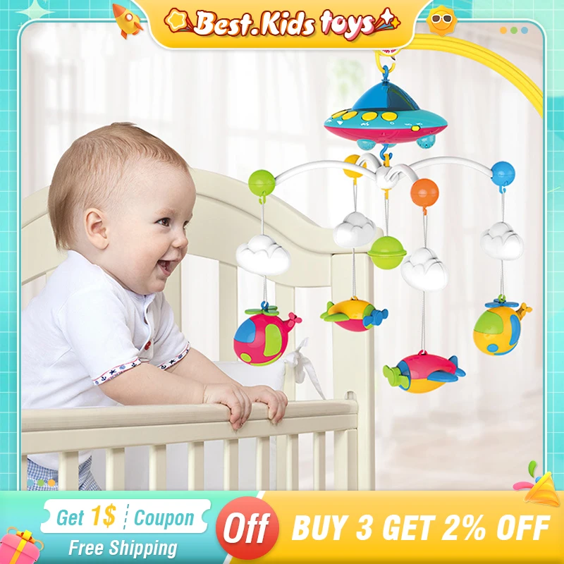

Baby Toys Bed Bell Crib Mobile Rattle 0-12 M Infant 360 Degree Rotating Music Lullaby Projector Lights Babys Accessories Newborn