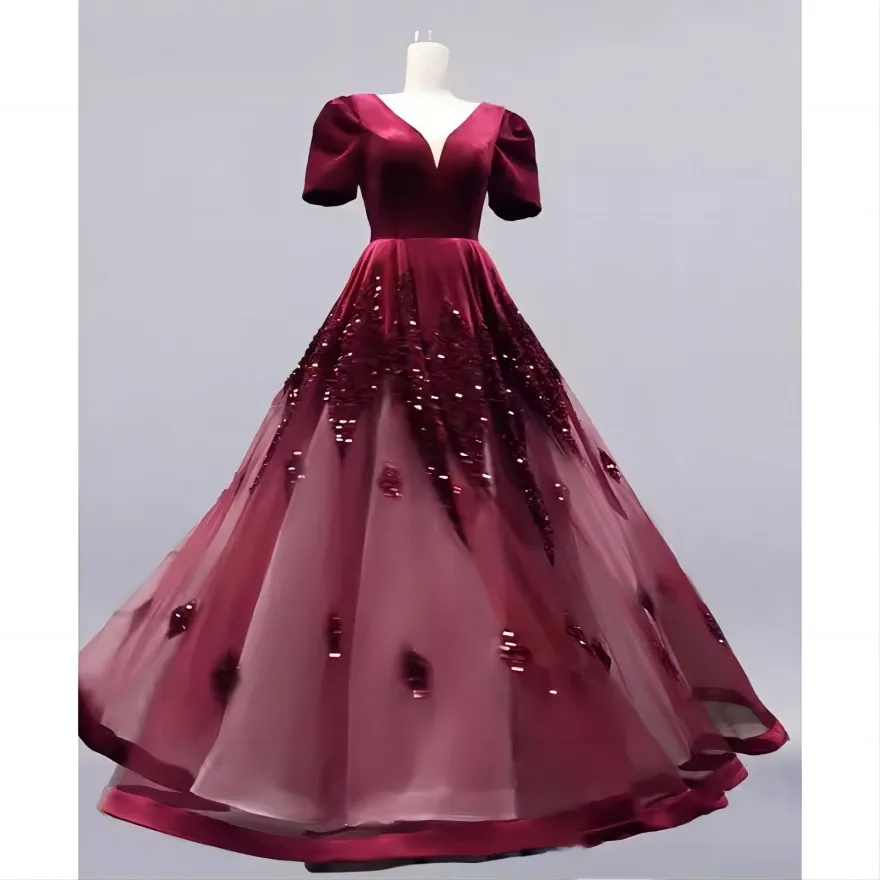 

Strapless evening gown long skirt female high-end banquet light luxury celebrity high-end host vocal art exam black tail