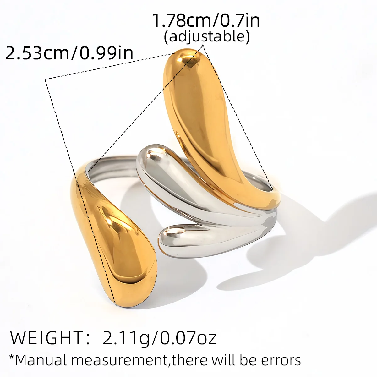 Modisches Geometrie-Design, 316L-Edelstahlringe, 18 Karat vergoldet, wasserdicht, hochwertiger Schmuck für den täglichen Gebrauch, Urlaub am Meer – Detail 3
