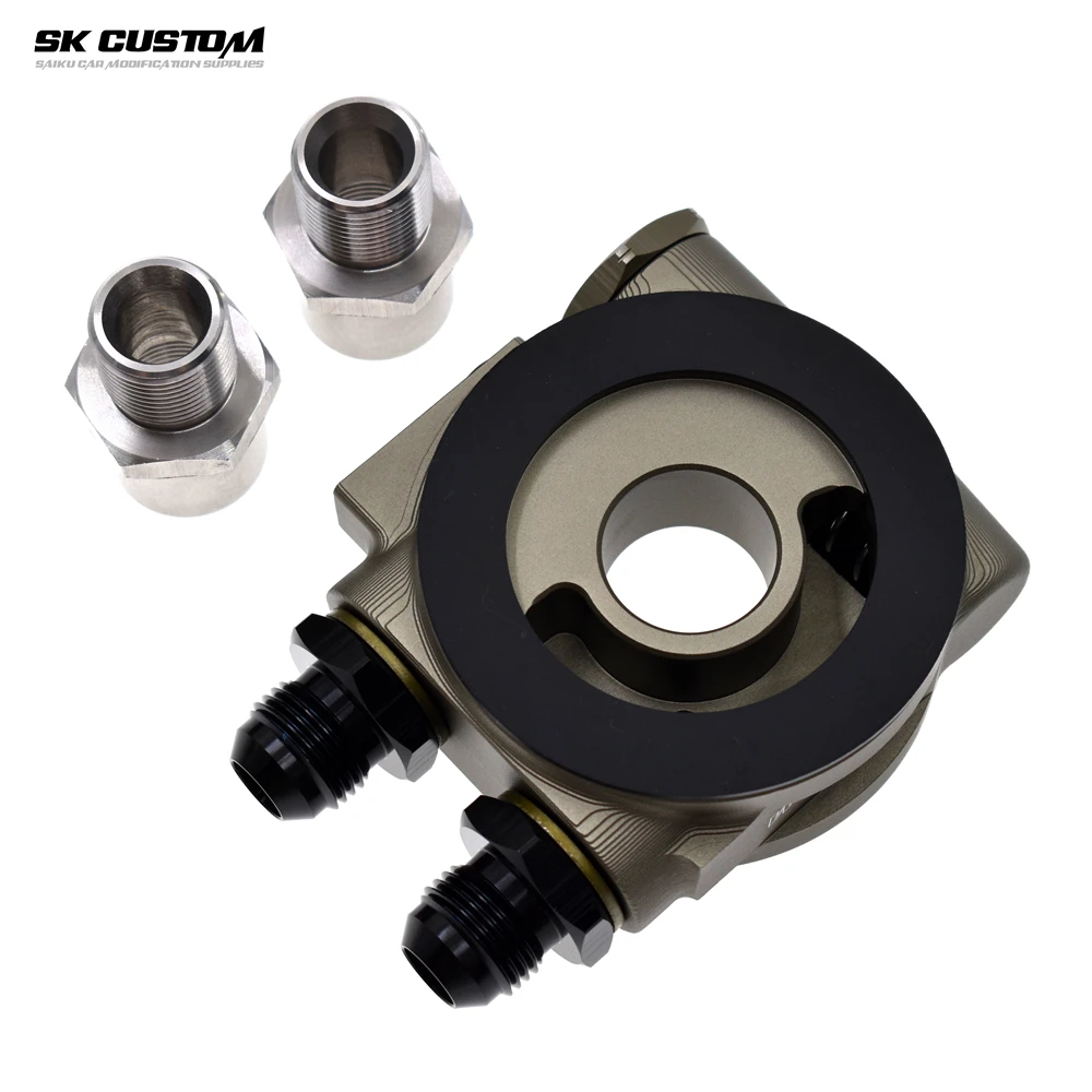 Aluminum Radiator Aluminum Radiator Kit Oil Cooler Kit Aluminum Flare Adapter Oil Radiator Adapter Car Universal Filter Modification Oil Cooling Kit Sandwich Plate Thermostat Adaptor 80&deg; AN10 AN8