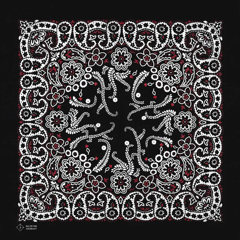 Cycling Bandana Headscarf Cotton Multifunctional Bandana New Design High Quality Hip Hop Amoeba Cashew Cotton Square Bandana Scarf Headband Black Paisley Gifts For Men/Boys/Girls
