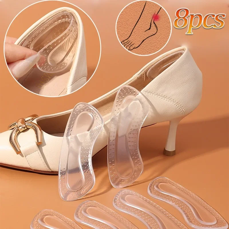 Women Foot High Heels Protection Stickers Transparent Silicone Anti-wear Foot Care Heel-pad Non Slip Adjust Size Heels Sticker
