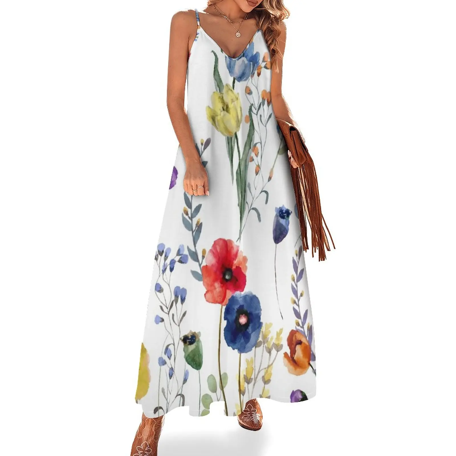 

New Summer Linen Sleeveless Dress loose summer dress long dress women