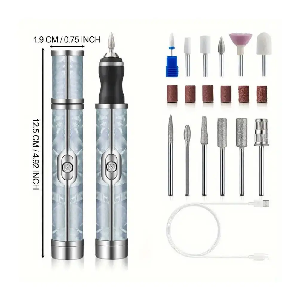 전문가용 전기 휴대용 네일 드릴 머신 USB 네일 파일 광택 펜 충전식 네일 드릴 머신 휴대용 매니큐어 기계