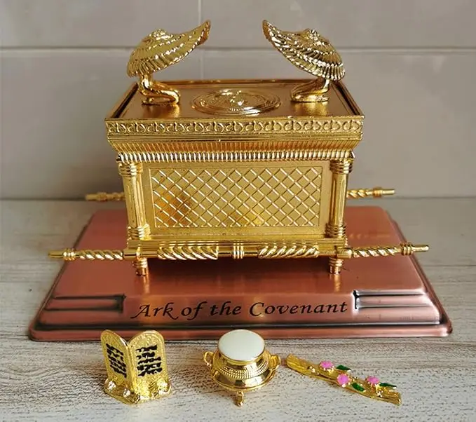 Description Picture 5 of itemSet of 3 Ark of The Covenant Accessories,(Ten Commandments Slate Aaron Rod and Holy Furnace),Israeli Metal Crafts