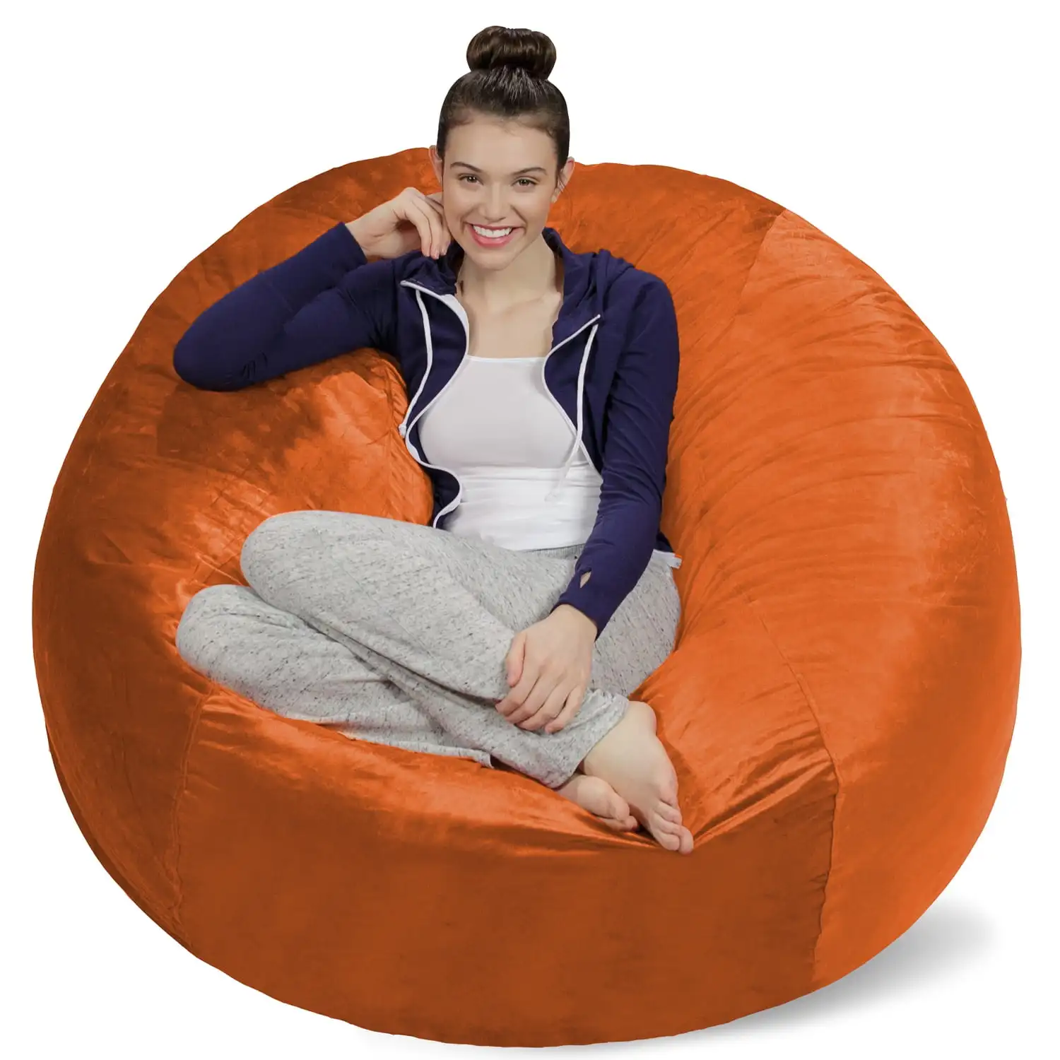 

Bean Bag Chair with Memory Foam, Lazy Sofa Lounger Furniture Bag with Microsuede Cover for Kids & Adults, 5 ft (Tangerine)