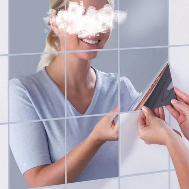 Bathroom Self-adhesive Paper 15*15cm DIY Mirror Wall Paste Self-adhesive PET Full Body Soft Mirror