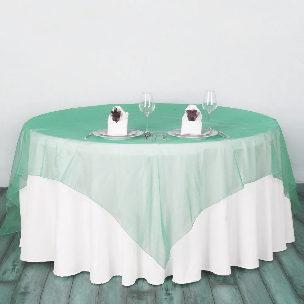 5Pcs Organza Square Tablecloth Overlay Tablecloth Cover Romantic Wedding Party Outdoor Event Banquet 135x135cm Home Decor Supply
