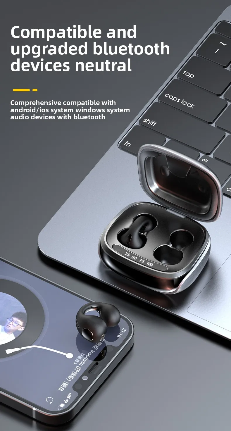Air conduction pinch ear Bluetooth headphones with jet code noise reduction priv