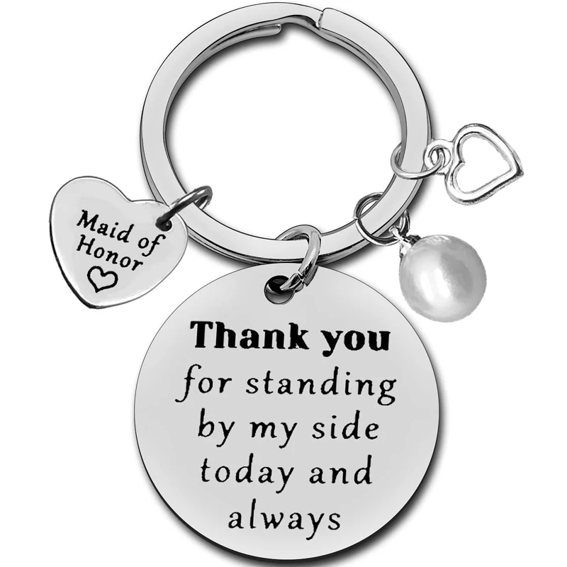Portachiavi Regalo Per Damigella D'Onore - Inciso 'Bridesmaid For A Day, Best Friend For Life' - Acciaio Inox, Argento