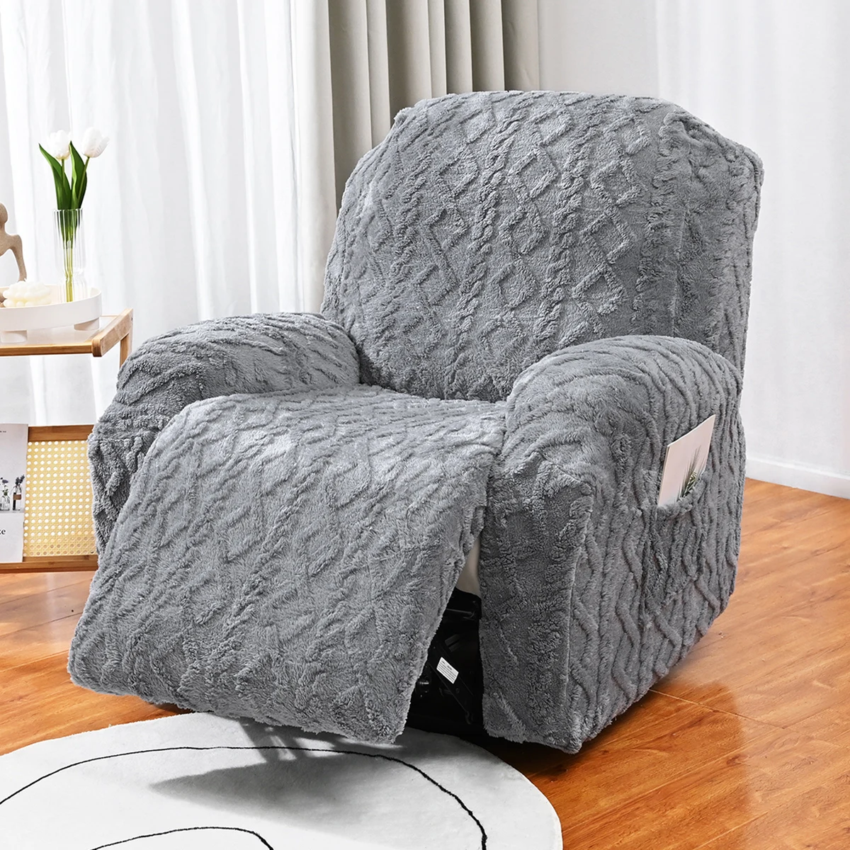4/6/8pcs a set, double-sided jacquard braid Chivas sofa cover, elastic soft sofa recliner cover decorative protection 2