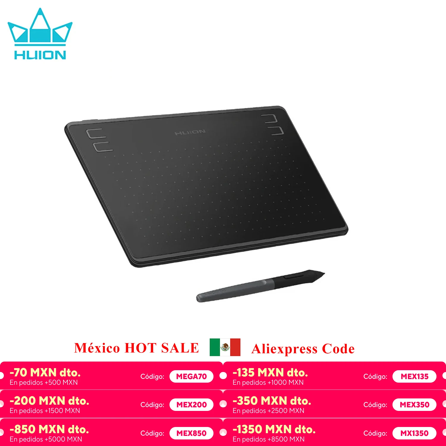 Huion HS64 6x4 Inch Graphics Tablet Ultrathin Drawing Tablet PW100 Battery-Free Pen Tablet Customized Press Keys Android Support