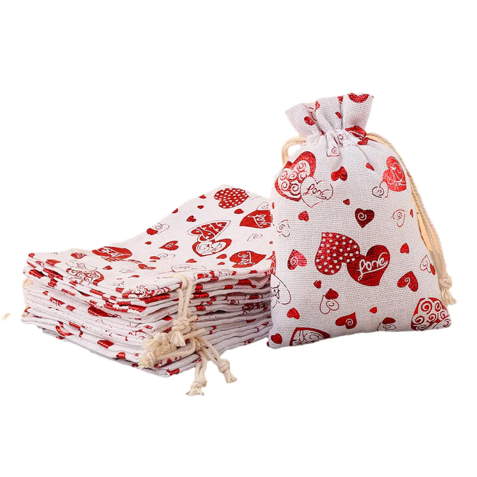 

50Pcs Valentine's Day Gift Bags Bulk Love Heart Candy Bags for Valentine's Day Christmas New Year Thanksgivings Party Supplies