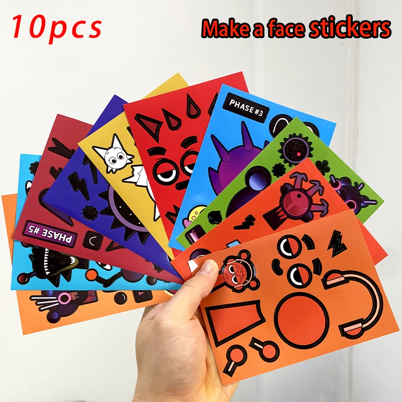 Sprunki Stickers Make-a-face DIY Stickers Make Your Own Sprunki Sticker for Class Reward, Book Decoration Kids Birthday Gift cartoon stickers decorative stickers custom stickers reward stickers