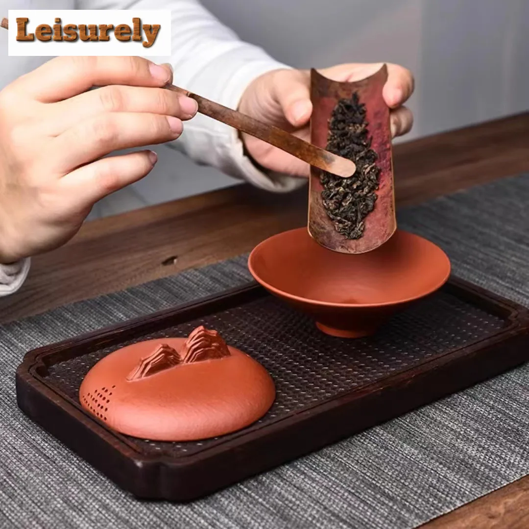 85ml High-end Yixing Purple Clay Pure Tea Tureen Handmade Raw Ore Zhu Mud Cover Bowl Anti Scalding Tea Maker Gaiwan Zisha Teaset