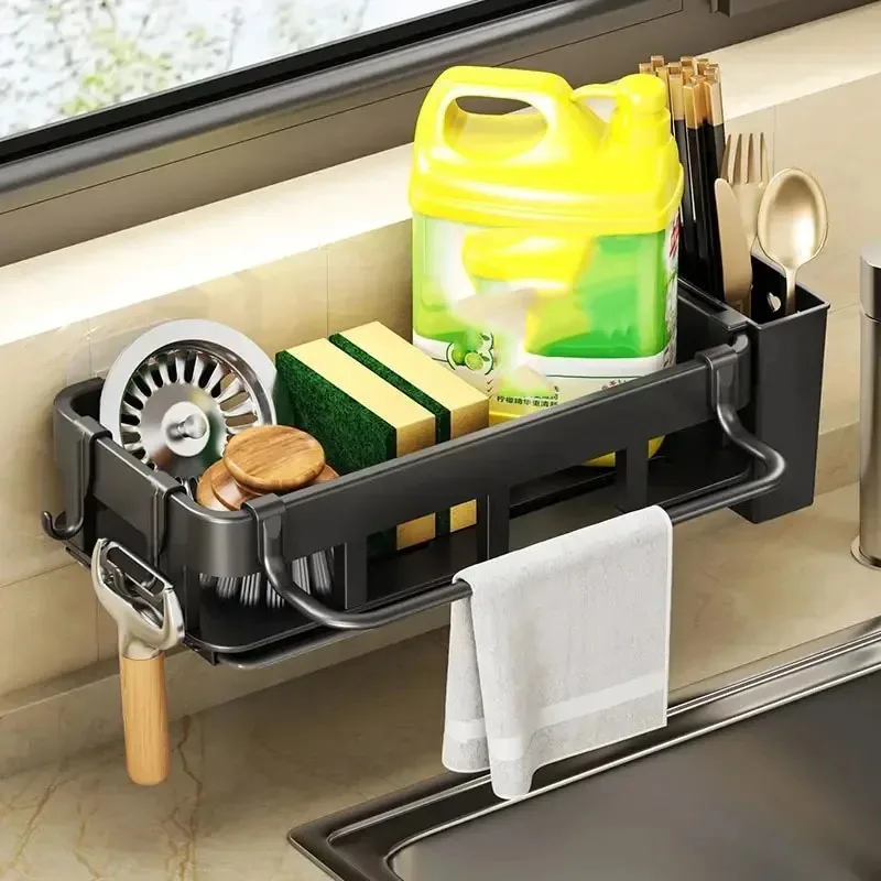 Kitchen Organizer Sponge Storage No Punching Dishcloth Rack Kitchen Organizing Shelf Accessories Organization Wall Home