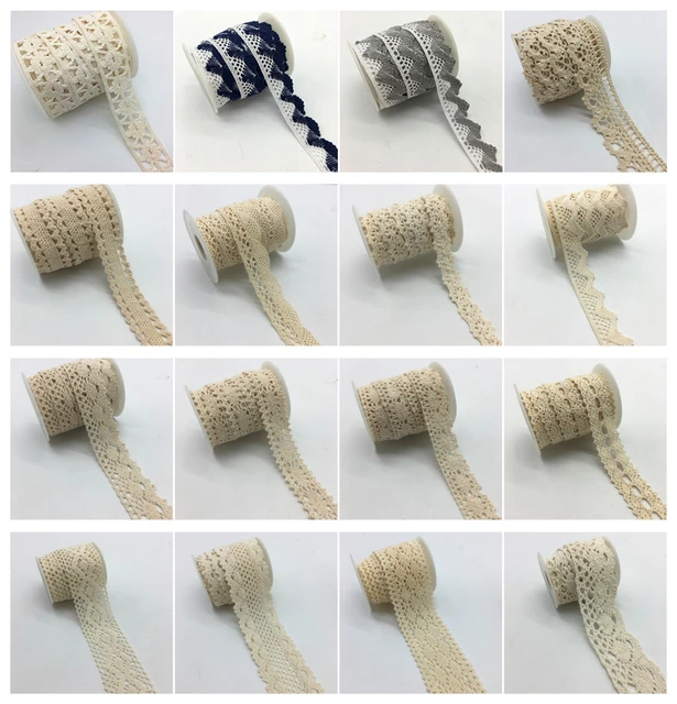 2 Yards/lot Apparel Sewing Fabric Ivory Cream Black Trim Cotton Crocheted Lace Fabric Ribbon Handmade Accessories 2