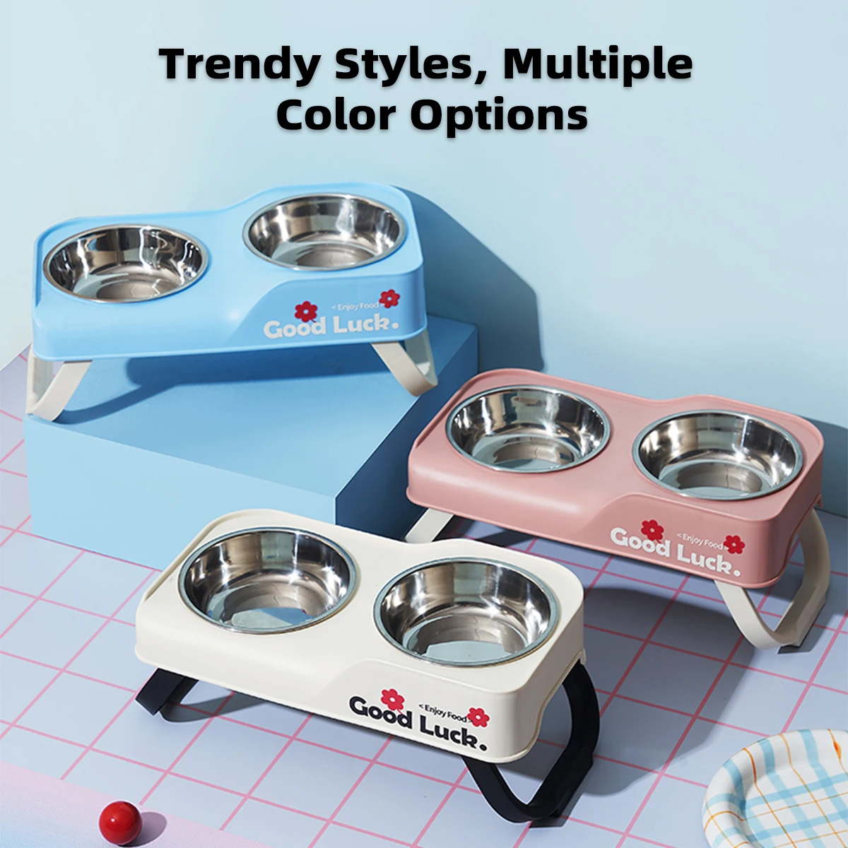 One Dopamine Color Personality High-Low Design Anti-Slip Pet Bowl, Dog and Cat Feeding Dish for Medium to Small Dogs One Dopamine Color Personality High-Low Design Anti-Slip Pet Bowl, Dog and Cat Feeding Dish for Medium to Small Dogs