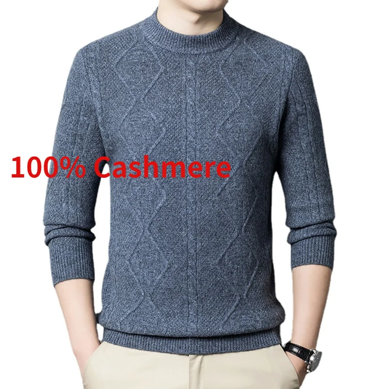 

Autumn High Quality New and Arrival Winter Pure Cashmere Men's Round Neck Knitwear Clothing Thickened Warm Sweater Size XS-4XL