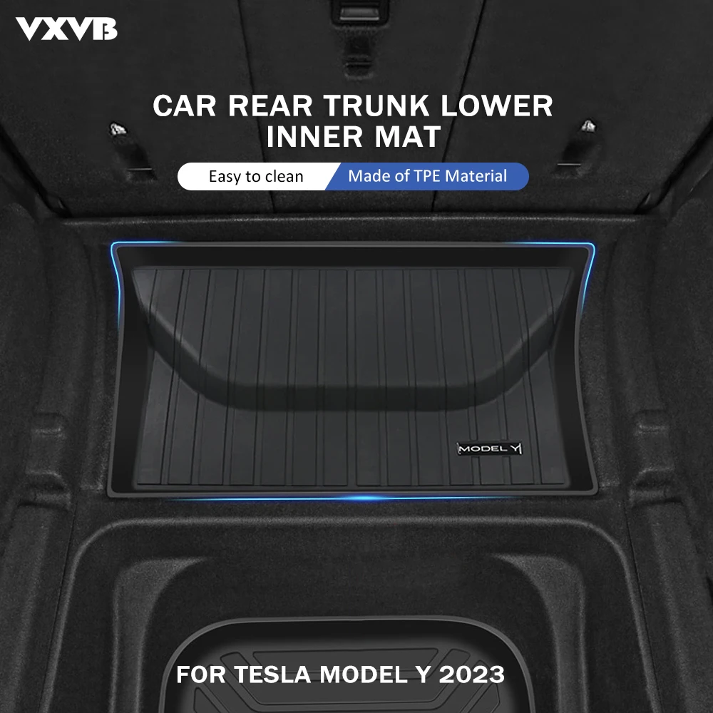

For Tesla Model Y 2023 TPE Rear Storage Pad Rear Trunk Lower Inner Mat Waterproof Non-Slip Protective Liner Trunk Tray Mat New