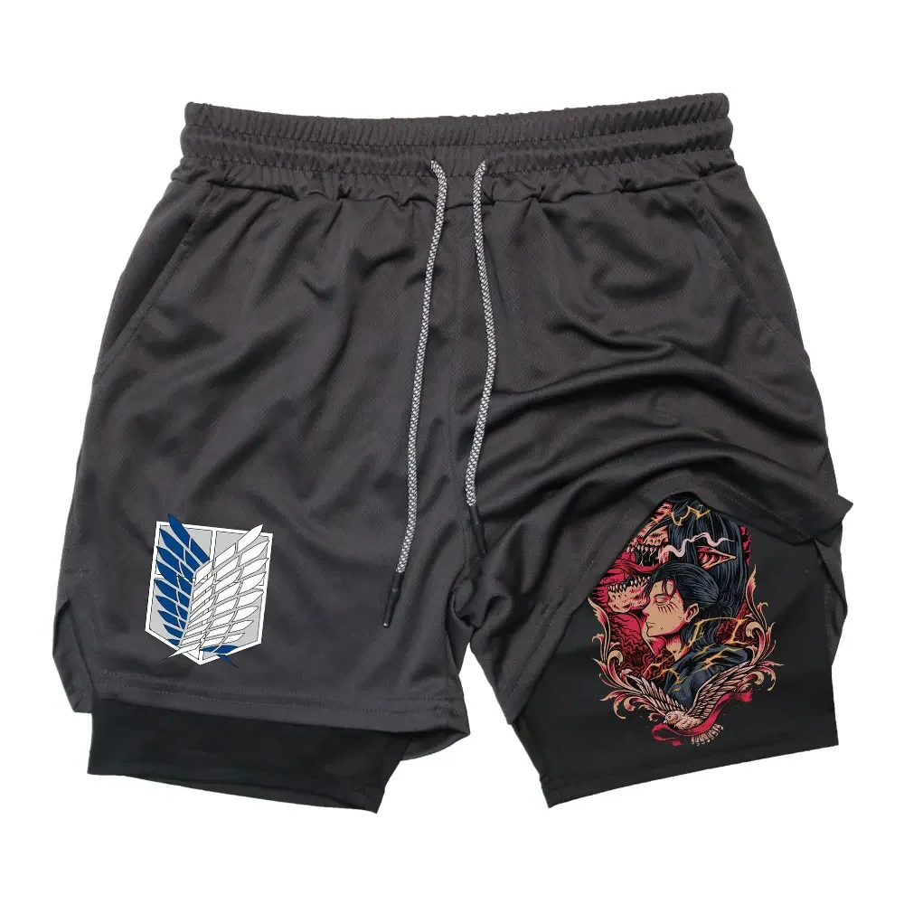 Anime Running Basketball 2 in 1 Quick Dry Men's Gym Sports Shorts Workout Jogging Pants Breathable Phone Pants M-3XL 6