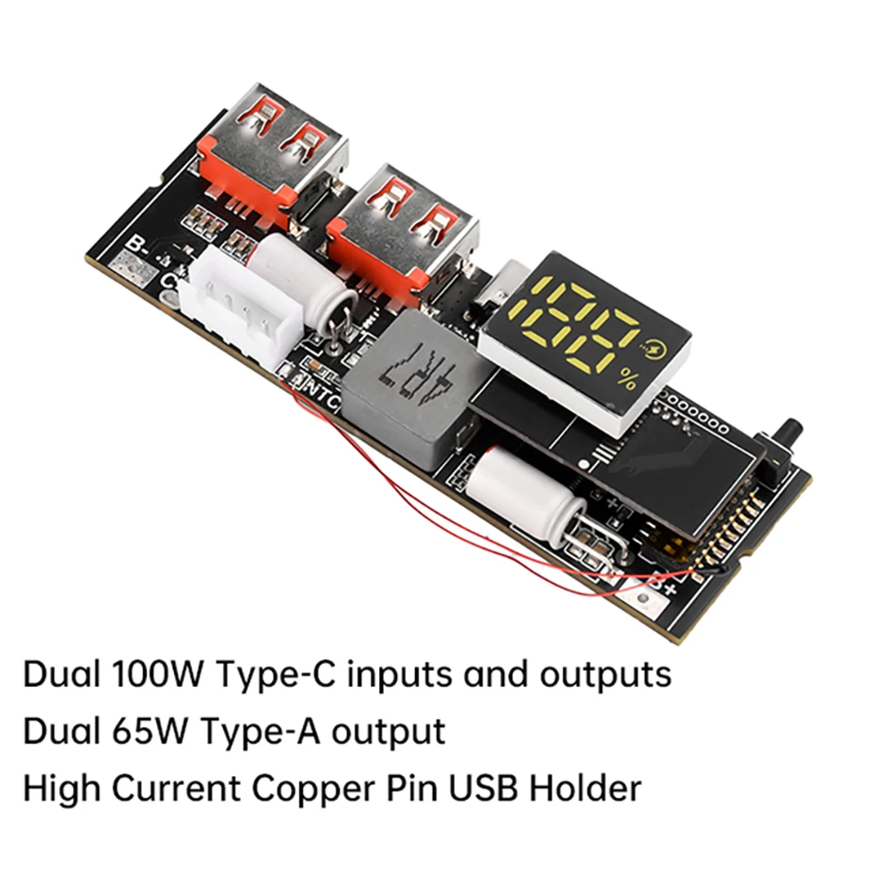 QC3.0 3S 4S 5S 65W 100W Power Bank Double C Port Two way Fast Charge Mobile Power Module 18650 Charging Temperature Protection battery protection board