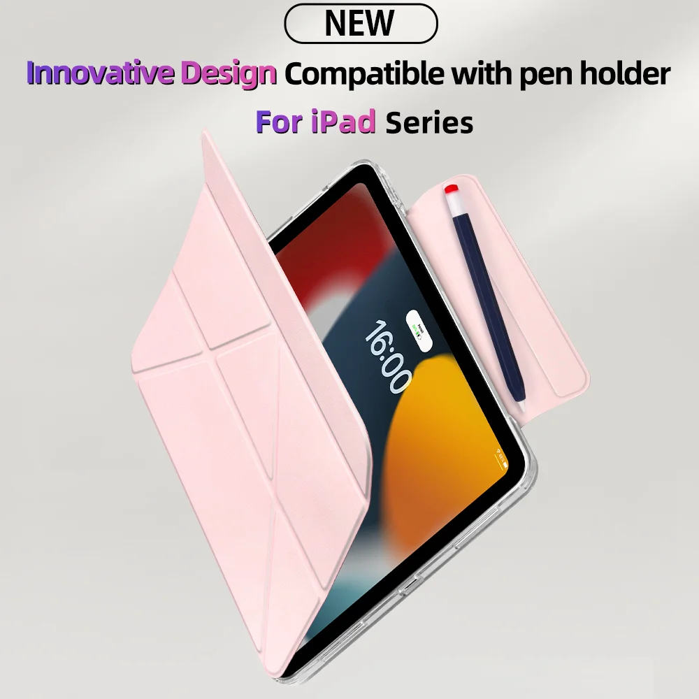 Magnetic Buckle Pencil Sleeve Case with Clear Acrylic Back, Adjustable Angles, and Auto Wake/Sleep