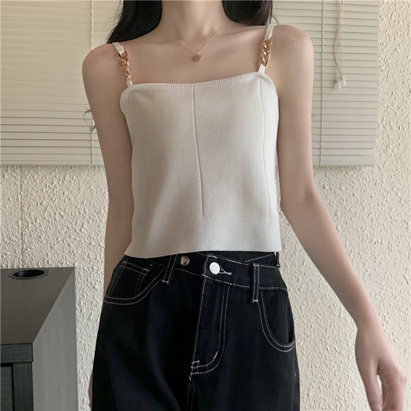 

Women's Stall Cotton Crop Top, Sleeve Short, Simple Solid Thin Cam Sole, Summer, Sexy T-Shirt