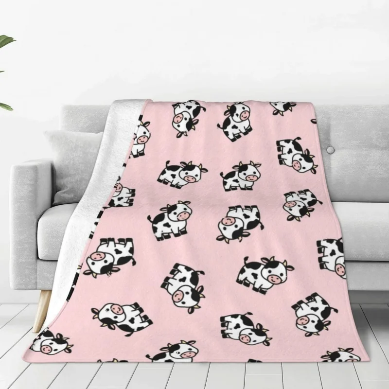 

Cow Cute Kawaii Blanket Coral Fleece Plush Printed Kids Animal Cartoon Breathable Lightweight Thin Throw Blanket Home Car Quilt