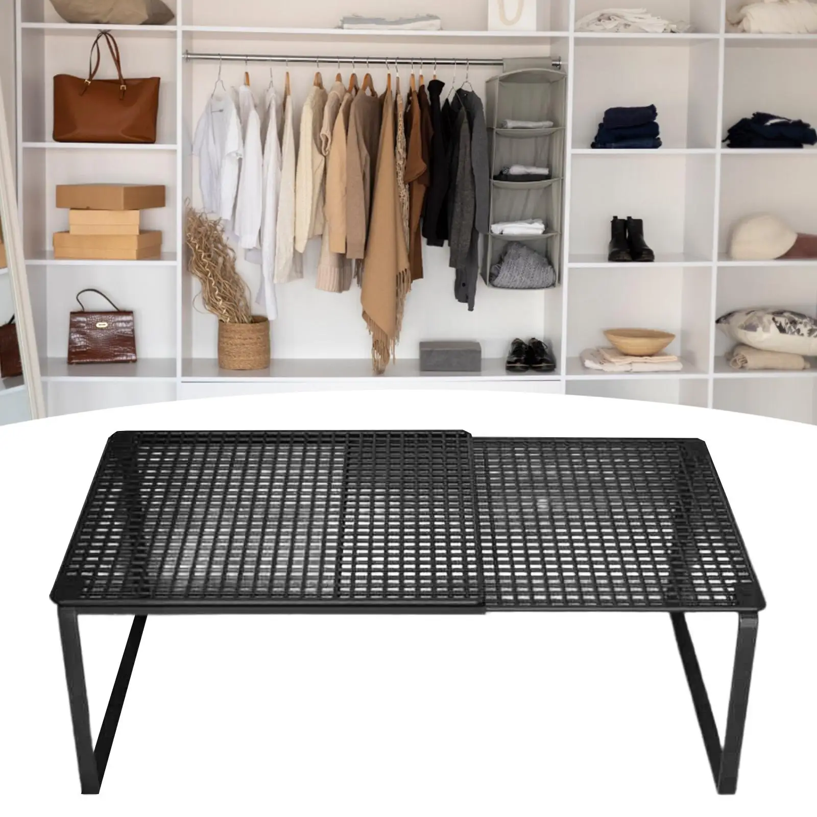 Stand Riser Cupboard Stackable Kitchen Expandable Cabinet Storage Shelf Organizer Rack for Dorm Under Sink Cups Bathroom Bowls