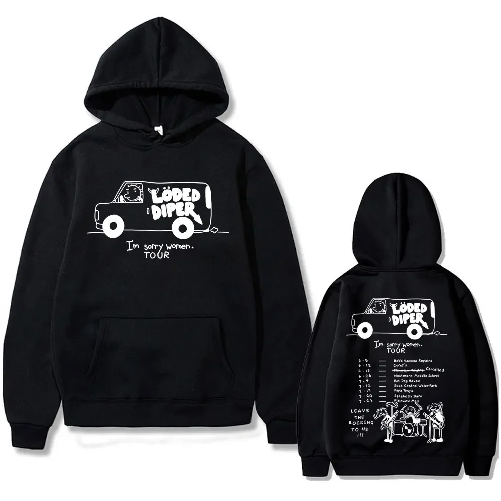한정판 Loded Diper I'm Sorry Tour 후드 남성용 레트로 록 스웨트 패션 스트리트 가을/겨울 따뜻한 후드