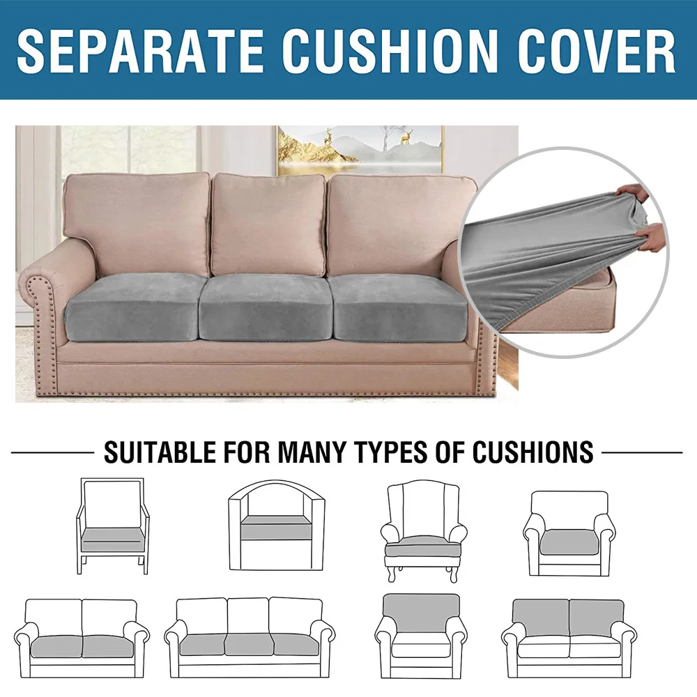 High Quality Velvet Stretch Sofa Cushion Cover for Living Room Couch Slipcover Furniture Protector Case Elastic Sofa Seat Covers 3